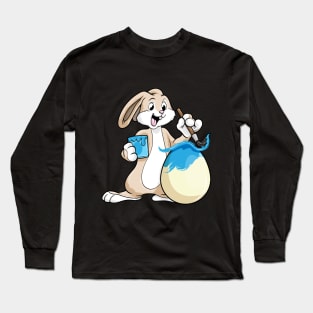 Bunny with Brush Paint pot Paint and Egg Long Sleeve T-Shirt